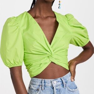English factory twist detail top in like green